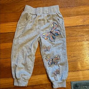 Rare Editions Gray Kids Joggers with Butterfly Design